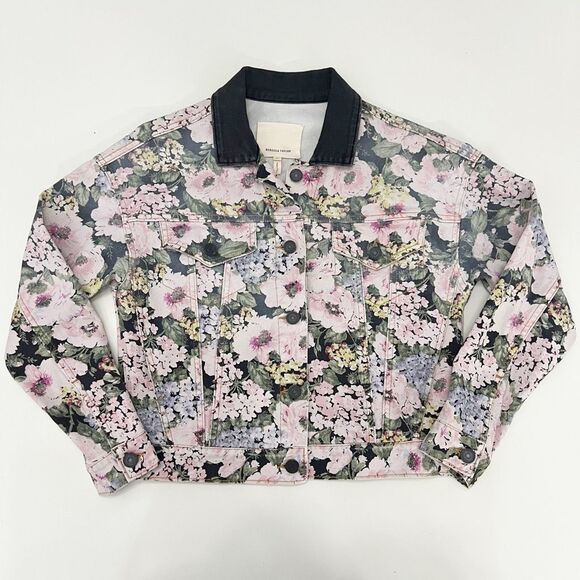 Rebecca Taylor Jackets & Blazers - Rebecca Taylor Womens Multicolor Floral Collared Long Sleeve Denim Jacket Sz XS